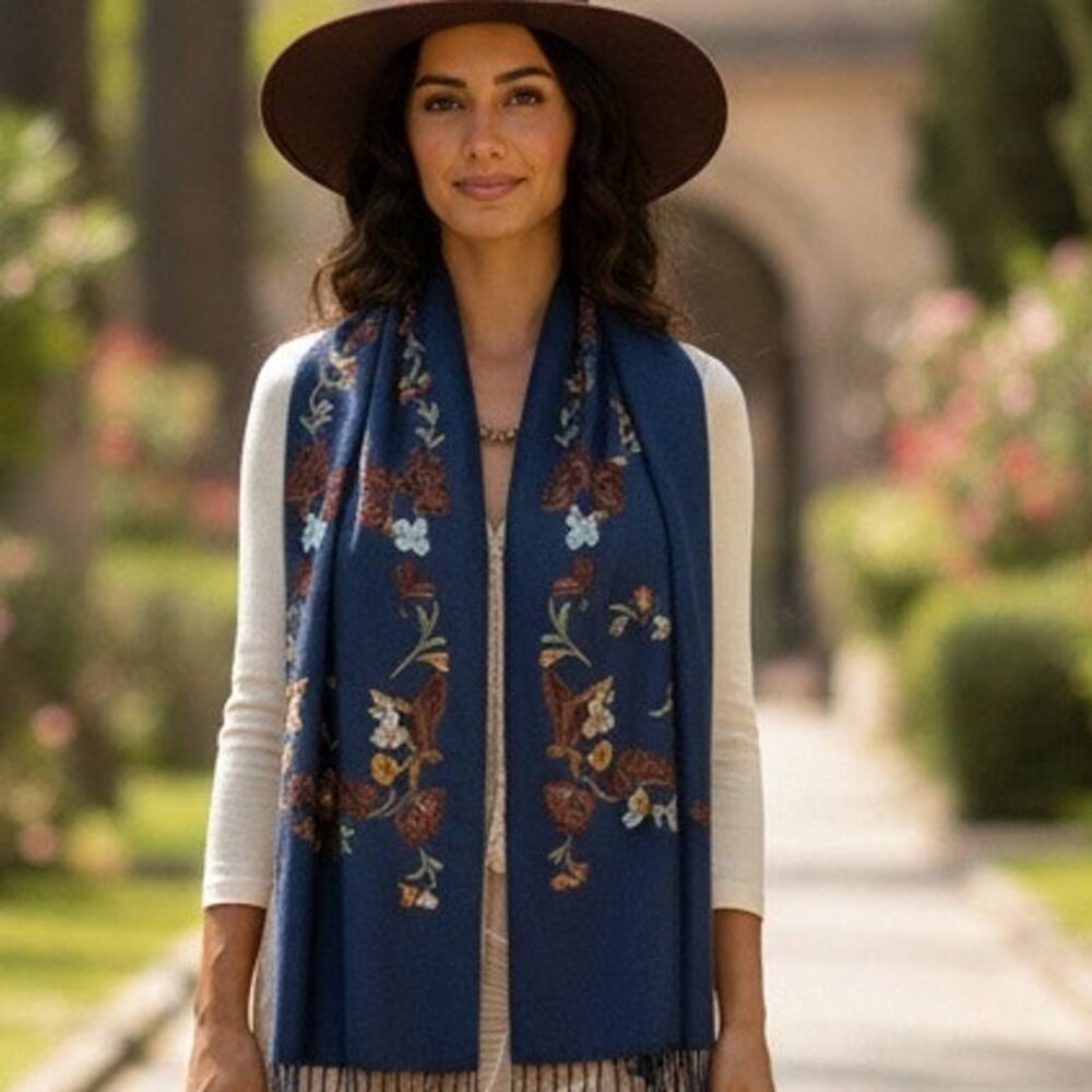NWT World Market Super Soft Boho Embroidered Scarf